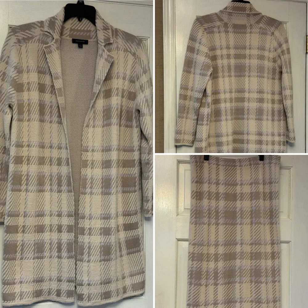 Ann Taylor Checkered Skirt Set in Cream and Tan - Picture 1 of 13